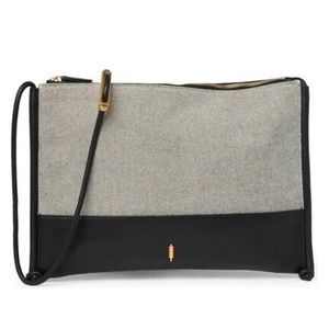 THACKER “Lily” Large Canvas Crossbody Bag in Black & Ivory NWT